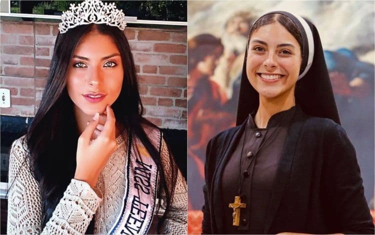 Irmã Eva, de 21 anos, compartilha sua felicidade e trabalhos sociais como freira. Legenda da imagem. Reprodução: Globo.