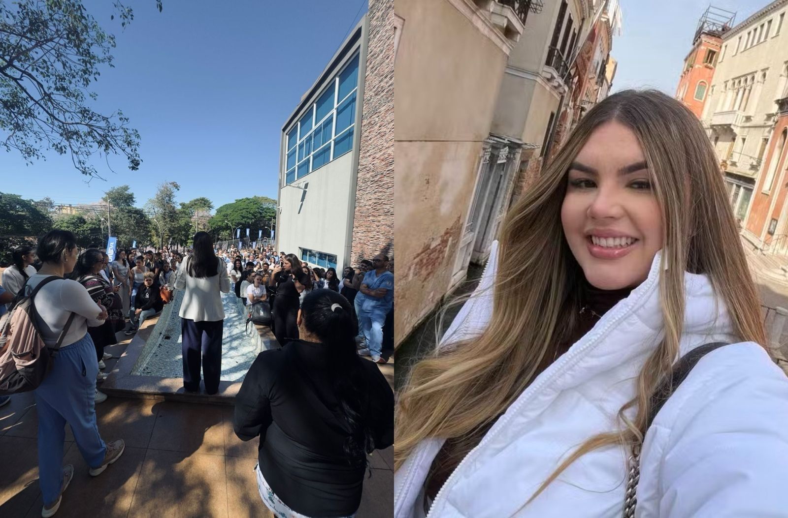 Alunos da universidade organizam memorial pela estudante brasileira de medicina no Paraguai. Reprodução: G1