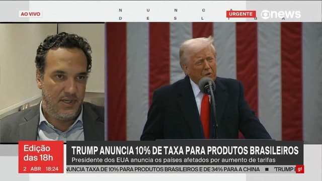 Professor Carlos Frederico Coelho comenta impacto do anúncio do presidente americano sobre o Brasil. Reprodução: Globo