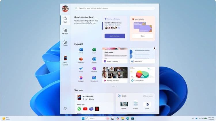 Microsoft revela designs descartados para o novo menu Iniciar do Windows 11. Reprodução: Ars Technica