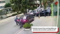 Policiais enfrentam bandidos em tentativa de arrastão em condomínio no Paraíso, SP.; Reprodução: Globo