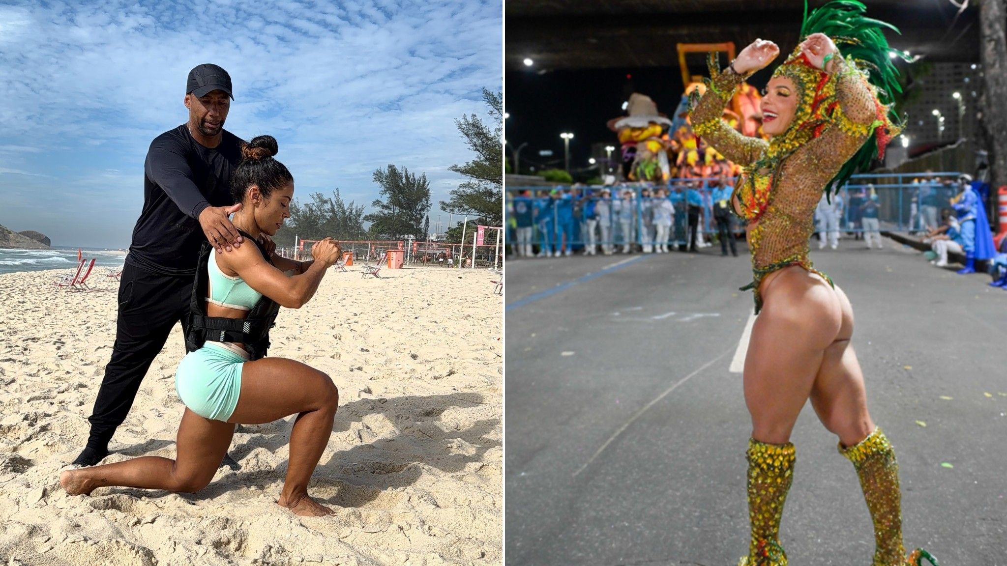 [Musa do bumbum desenhado da Vila Isabel mostra treino com 20kg de areia]. Reprodução: Gshow