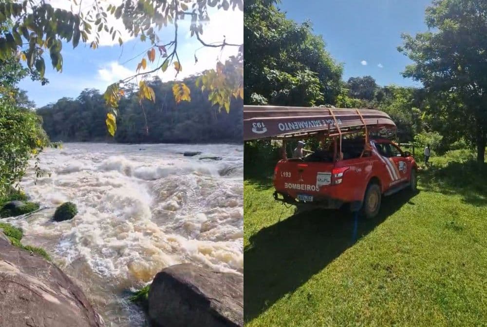 Homem desaparece no rio Mucajaí após naufrágio de barco, enquanto buscas continuam. Legenda da imagem. Reprodução: Globo
