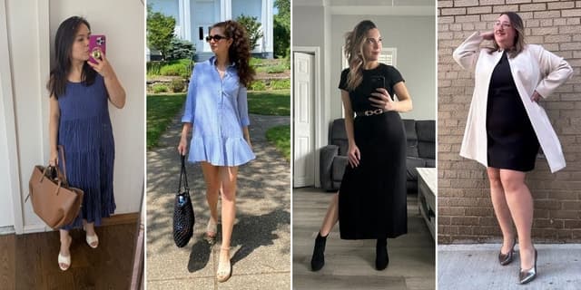 Estilistas e redatoras mostram os melhores vestidos para o ambiente de trabalho. Reprodução: Business Insider
