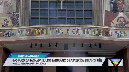 Mosaico da fachada sul do Santuário Nacional de Aparecida encanta fiéis. Reprodução: Retorno do item 11