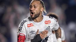 Neymar comemora o gol da vitória do Santos sobre o Flamengo. Reprodução: Esporte IG