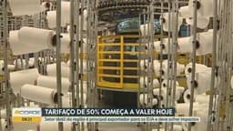 Setor têxtil de Campinas vê perdas devido ao tarifaço de Trump. Reprodução: Globo