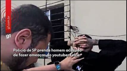 Homem é preso por ameaçar o youtuber Felca e por tráfico de material infantil. Reprodução: Globo