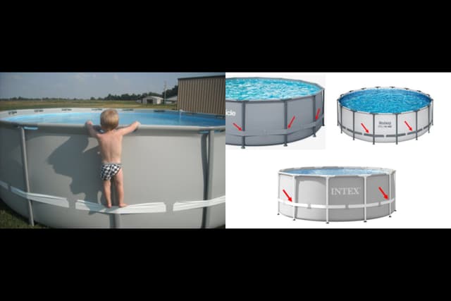 Piscinas recolhidas apresentam riscos de afogamento para crianças devido a alças que permitem acesso não supervisionado.; Legenda da imagem. Reprodução: Gizmodo