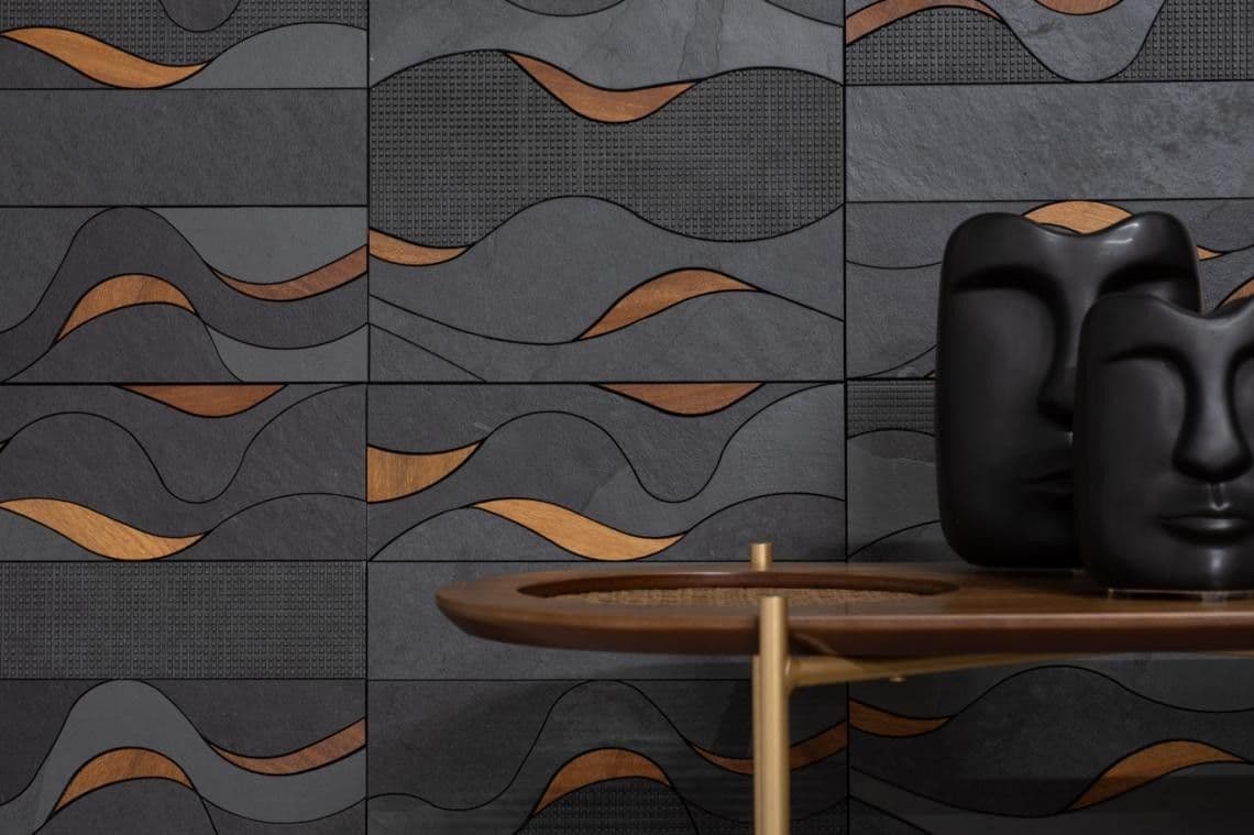 Revestimento Horizonte Preto Legno, assinado por Luiz Martins, destaca a beleza das montanhas mineiras. Reprodução: Globo