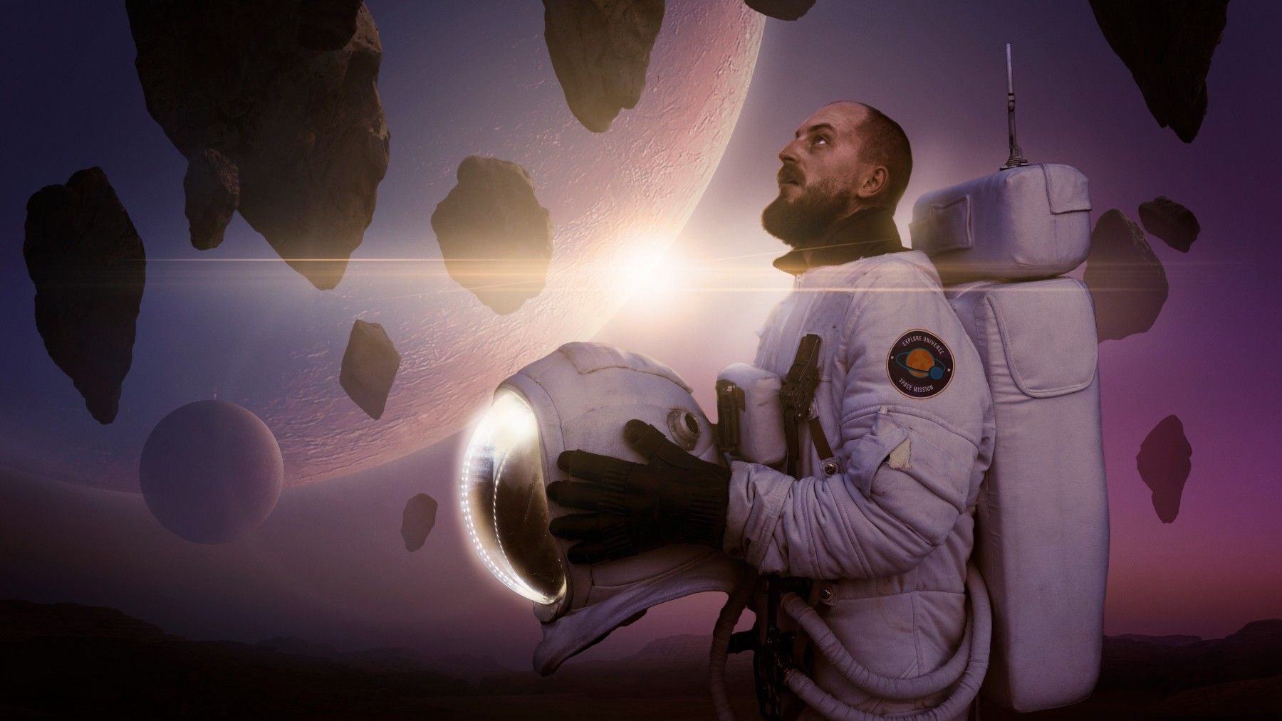 Astronauta flutua no espaço diante de Marte; tema do artigo sobre sexo e reprodução.. Reprodução: Oglobo