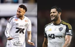Neymar e Hulk aparecem em ação, mirando o título do Brasileirão pelo Santos. Reprodução: Retorno do item 11