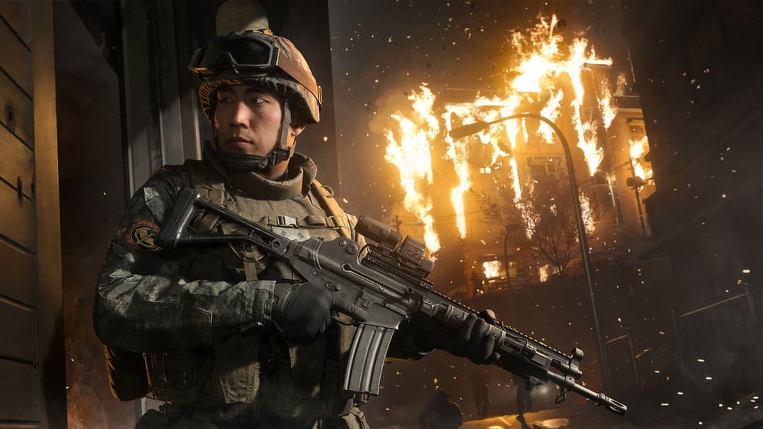Jogador armado em cenário de combate, refletindo a nova abordagem autêntica de Modern Warfare 4.