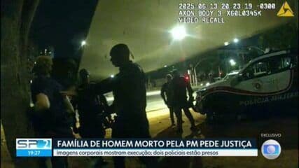 Imagens da câmera corporal desmentem a versão dos policiais sobre a execução de Jeferson de Souza. Reprodução: TV Globo