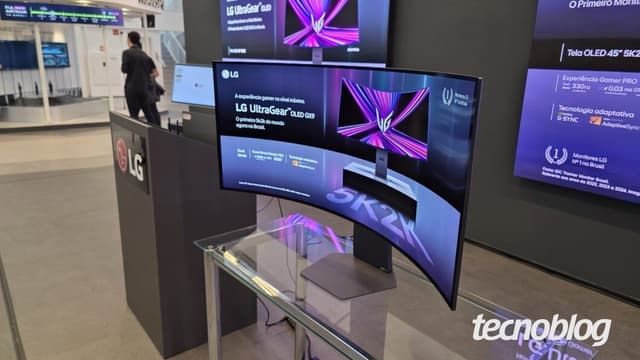 LG lança monitor UltraGear OLED GX9 com tela curva de 45 e resolução 5K2K.; Reprodução: Thássius Veloso.