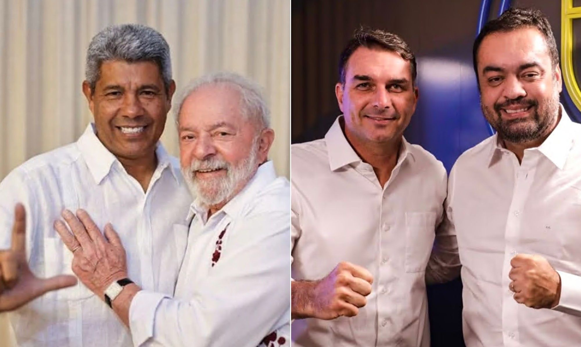 Lula e Flávio Bolsonaro em reunião com governadores por palanques mais fortes. Reprodução: Oglobo