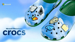 Crocs lançam edição especial inspirada no Windows XP com design e pingentes temáticos. Reprodução: The Verge