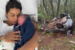 Carro capota a caminho da maternidade no PR; bebê nasce saudável. Reprodução: Retorno do item 11