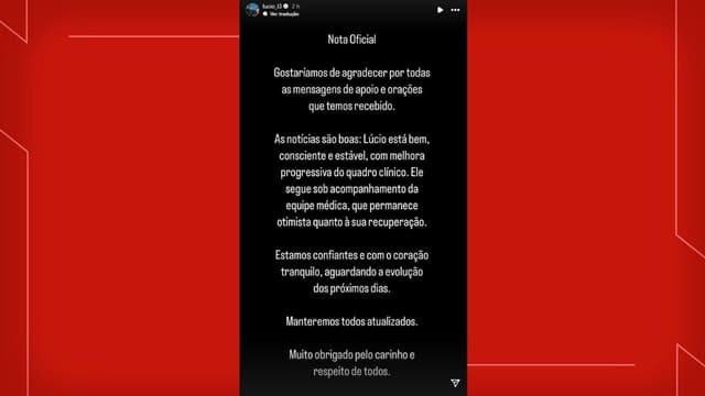 Ex-jogador Lúcio permanece internado após acidente com lareira ecológica. Legenda da imagem. Reprodução: Globo