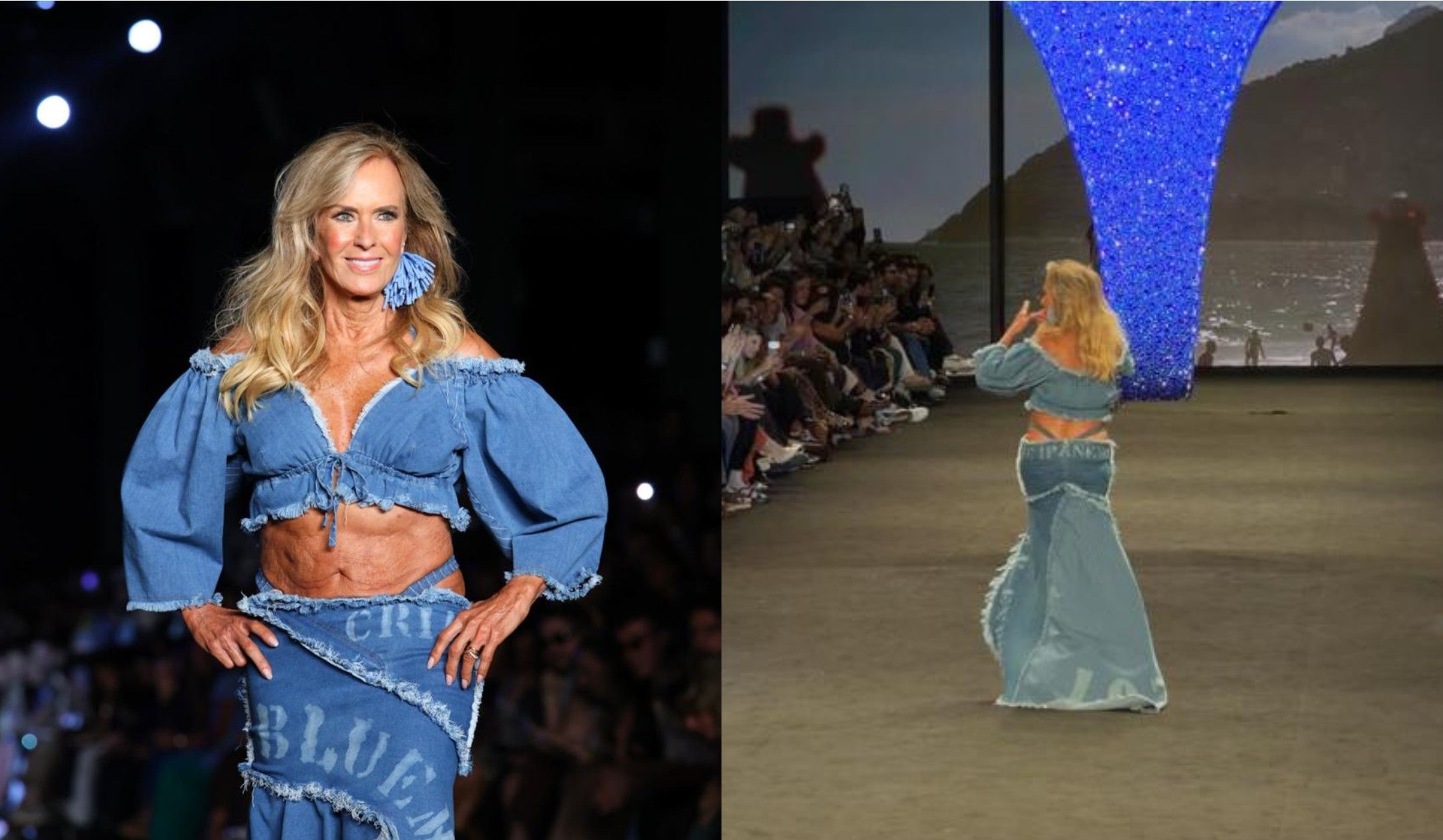 Helô Pinheiro desfila look de fio-dental no Rio Fashion Week. Reprodução: Gshow