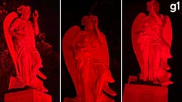 Estátua de Lúcifer é inaugurada em Gravataí, mas templo permanece interditado. Reprodução: Globo