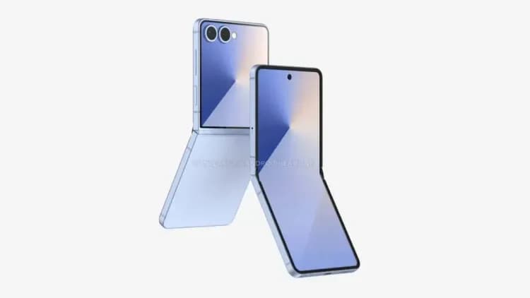 Renderização do Galaxy Z Flip 7 mostra tela externa maior e novo design. Reprodução: Tecnoblog