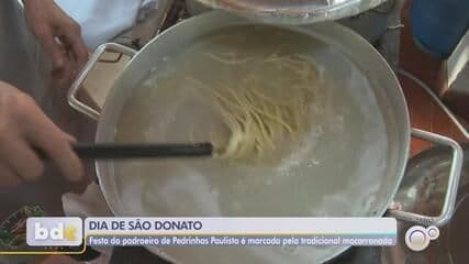 Festa da Macarronada celebra São Donato em Pedrinhas Paulista com pratos tradicionais e grande participação da comunidade. Reprodução: Globo