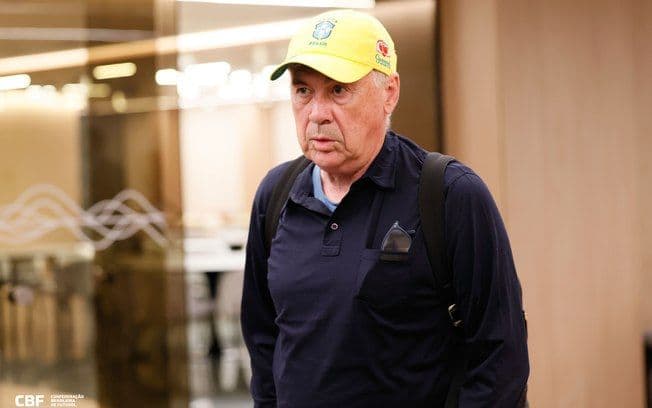Carlo Ancelotti chega ao Brasil para assumir a seleção até a Copa do Mundo de 2026. Legenda da imagem. Reprodução: CBF