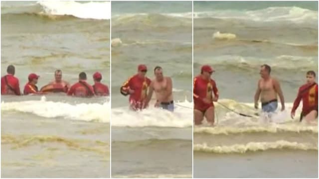 TV Verdes Mares flagra afogamento na Praia do Futuro no primeiro dia de operação na alta temporada. Reprodução: G1