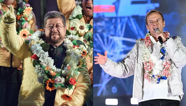 Evo Morales e candidatos adversários nas eleições presidenciais bolivianas de 2025. Reprodução: Globo
