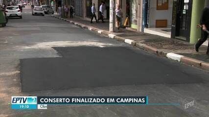 Buraco na Rua Barão de Jaguara abre-se e gari é lançado durante obra em Campinas. Reprodução: Retorno do item 11