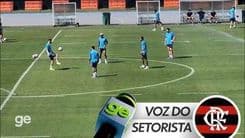 Flamengo realiza último treino forte antes do duelo contra o Chelsea. Reprodução: Globo