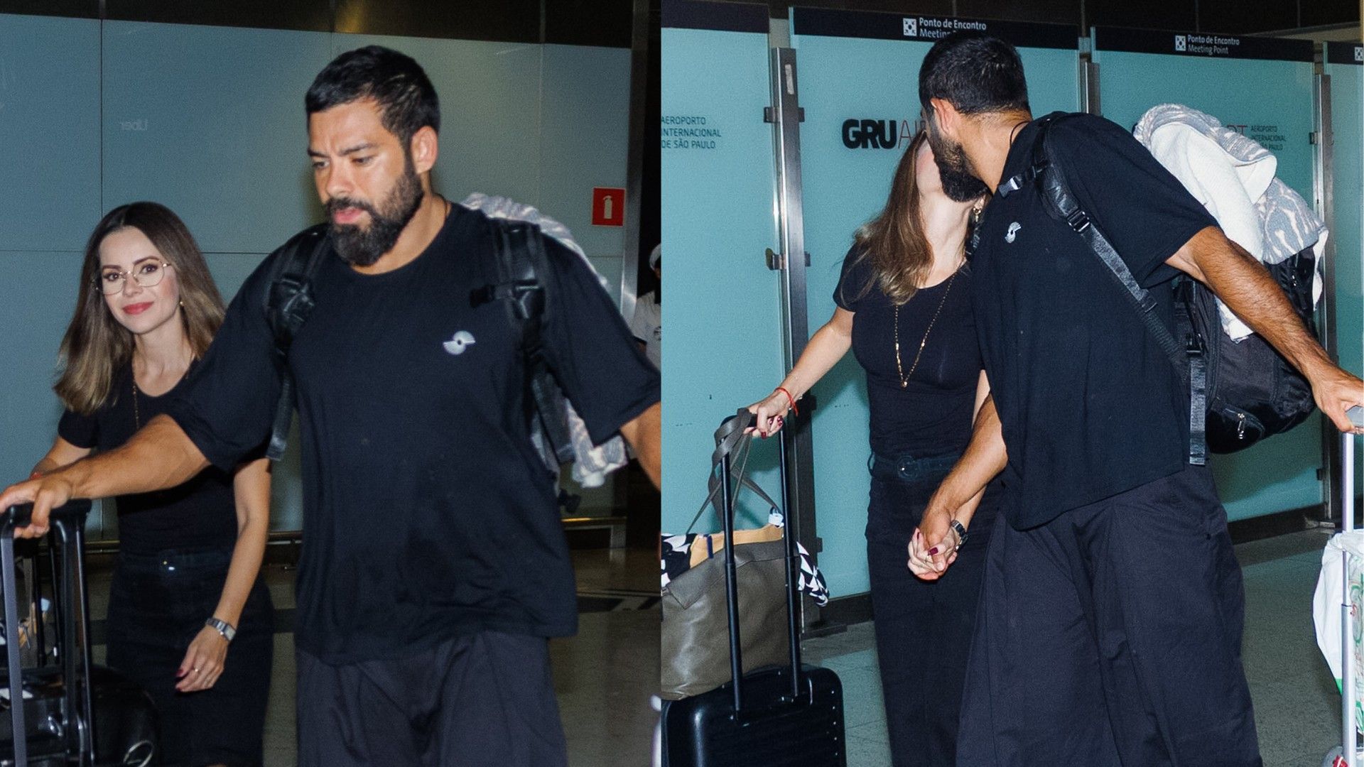 Sandy beija namorado no aeroporto após viagem romântica pela Europa. Reprodução: Gshow