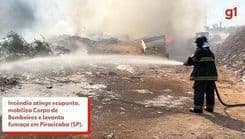 Incêndio atinge ecoponto do Jardim Oriente em Piracicaba, mobilizando Corpo de Bombeiros. Reprodução: Edijan Del Santo/EPTV