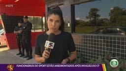 Funcionários do Sport demonstram receio após invasão do CT por torcedores.; Reprodução: Globo