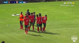 Cristiano Ronaldo Jr. faz seu primeiro gol pela seleção portuguesa sub-16, na vitória sobre País de Gales, em Antalya. Reprodução: Retorno do item 11
