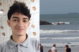 Buscas do corpo de Bruno Guilherme são encerradas após quatro dias em Guarujá. Reprodução: Globo