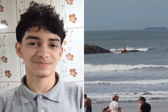 Buscas do corpo de Bruno Guilherme são encerradas após quatro dias em Guarujá. Reprodução: Globo