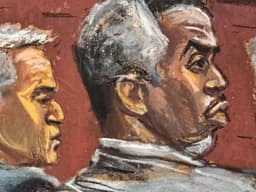 Sean 'Diddy' Combs à mesa de defesa com o advogado Brian Steel no tribunal federal. Reprodução: Retorno do item 11