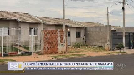 Corpo de mulher é encontrado enterrado no quintal de uma casa em Marília. Reprodução: G1
