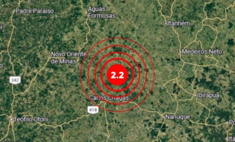 Tremor de terra de magnitude 2,2 é registrado em cidade de MG