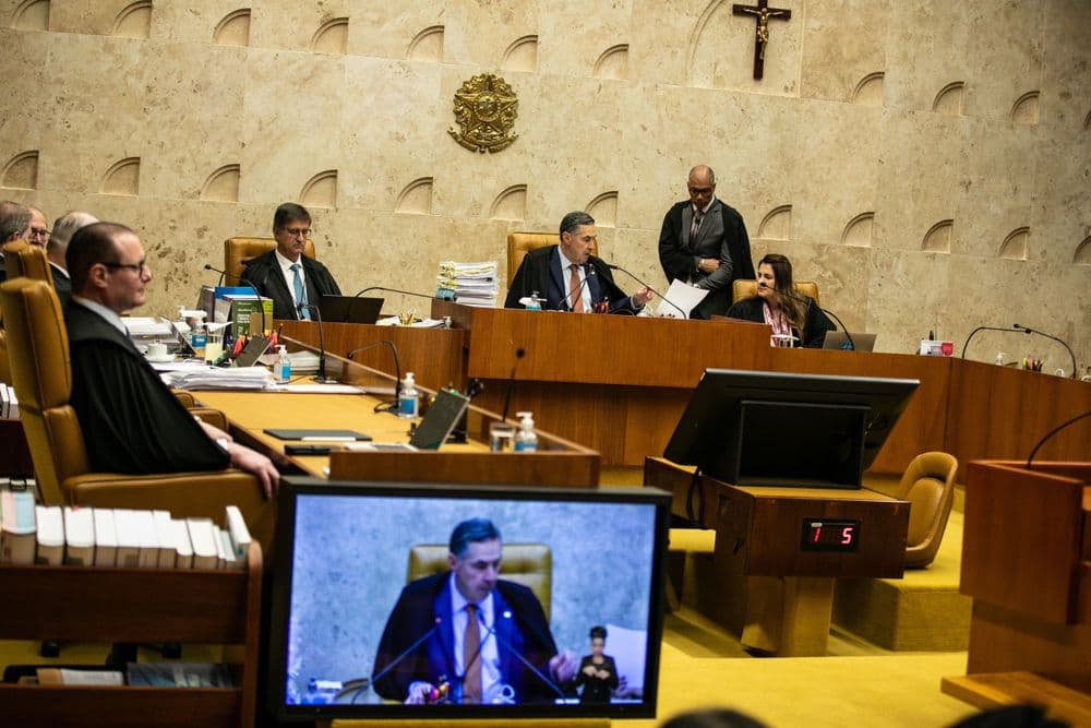 Ministros do STF se reúnem para decidir sobre a responsabilidade das redes sociais no Marco Civil.; Reprodução: Globo