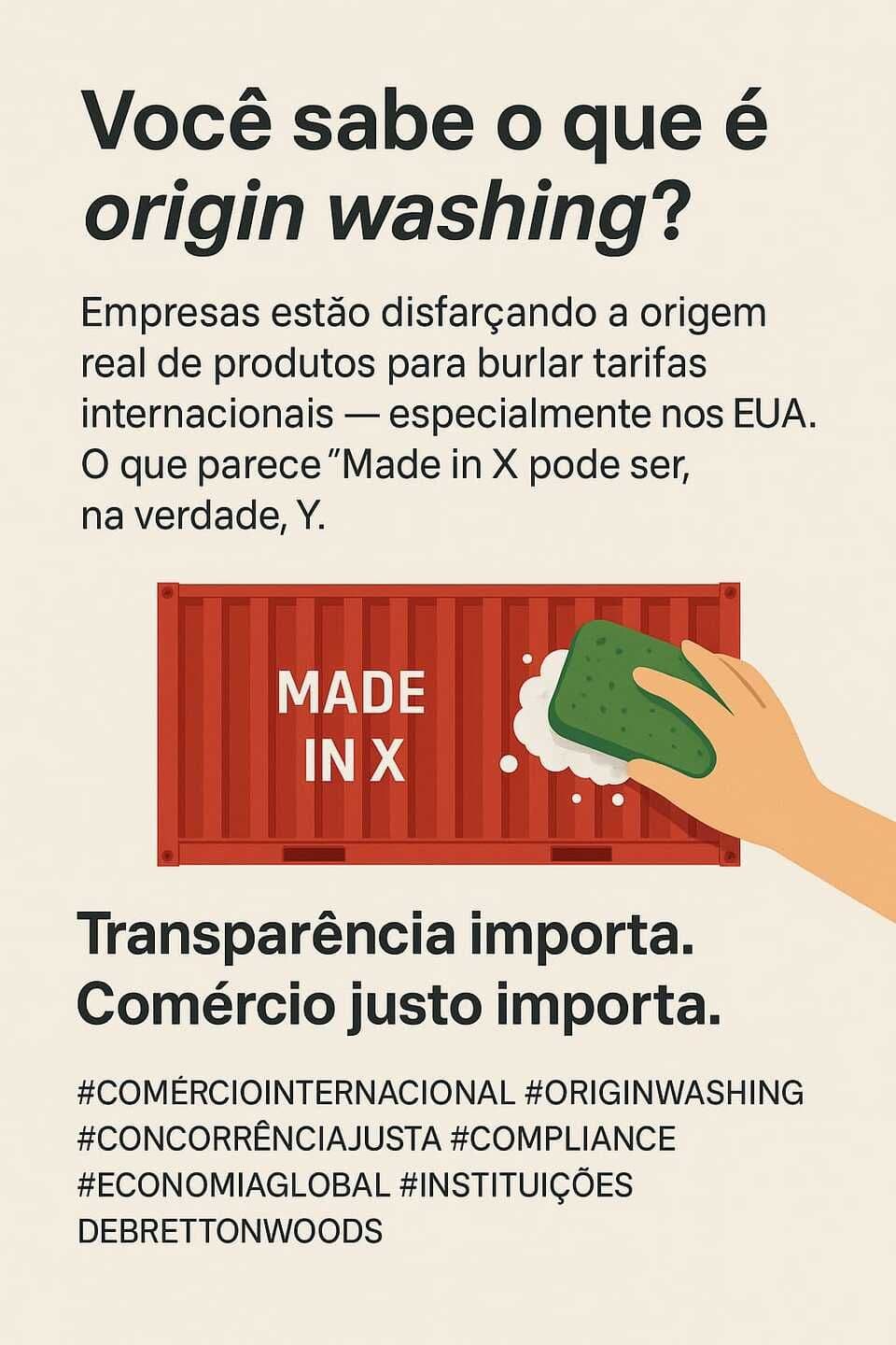 Imagem ilustra práticas de origin washing, que distorcem a origem de produtos no comércio internacional. Reprodução: Folha PE