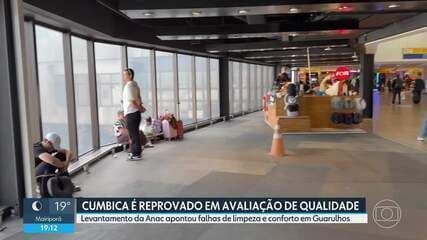 Aeroporto de Cumbica é reprovado em avaliação da Anac por má qualidade nos serviços. Reprodução: Globo